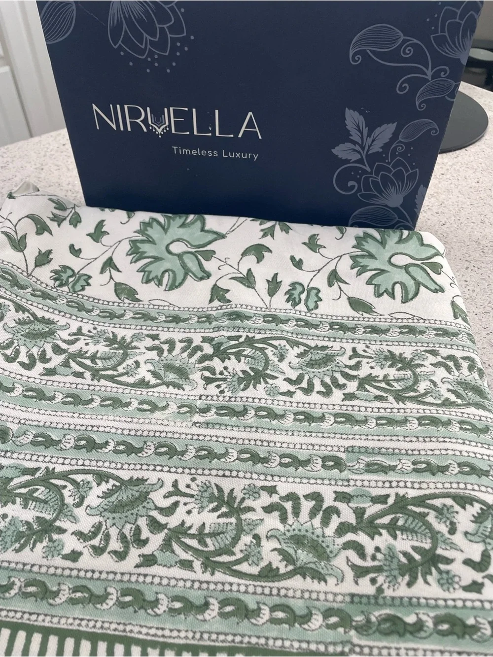 Nirvella Green Floral Table Linen - Timeless Luxury